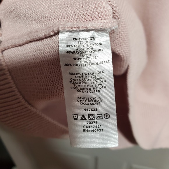 Loft Sweater women Size Medium Soft Blush Pink Long Sleeves Ribbed cuffs Office - Picture 5 of 9